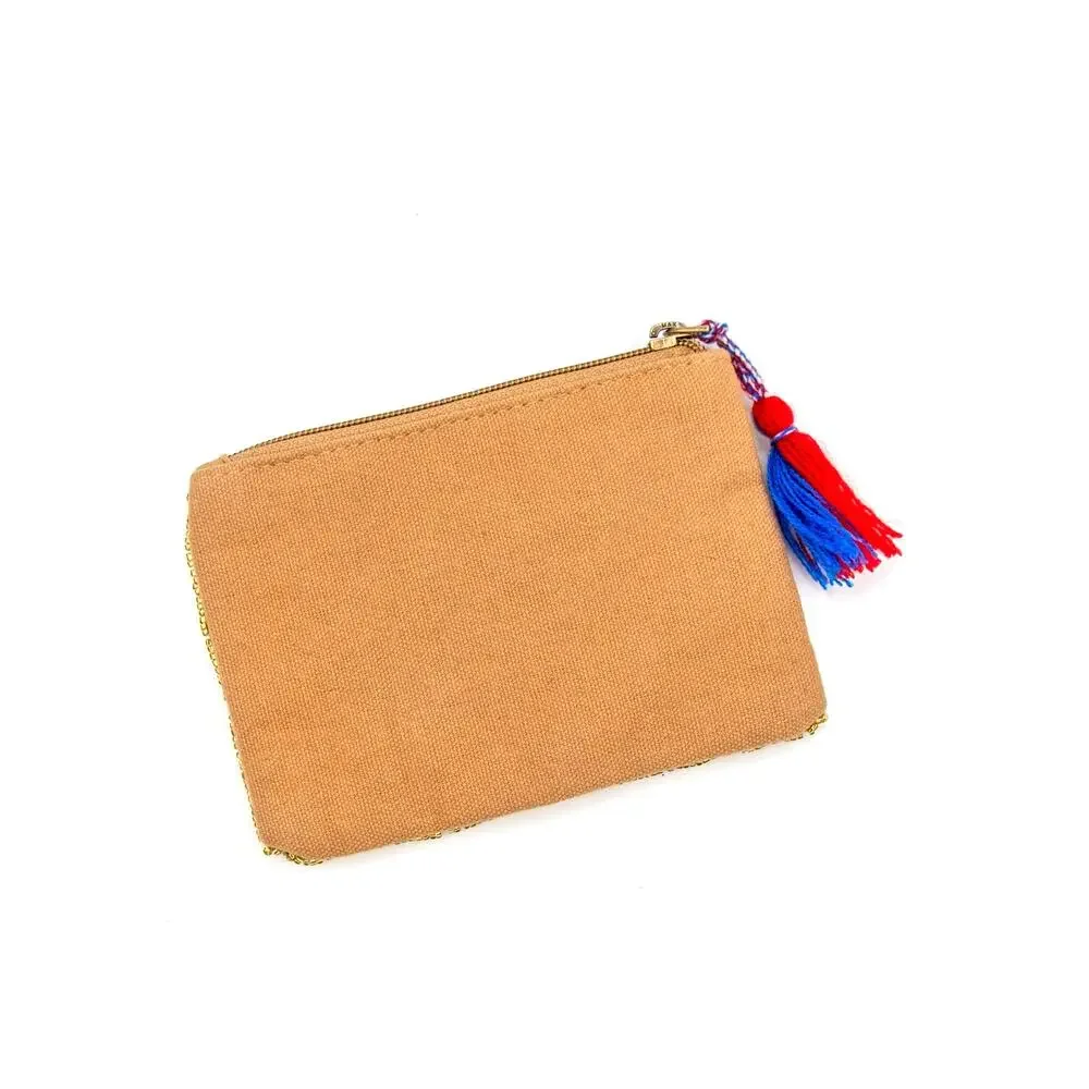 AMERICA & BEYOND USA Beaded Coin Purse Gold Patriotic 4th Of July Change Pouch